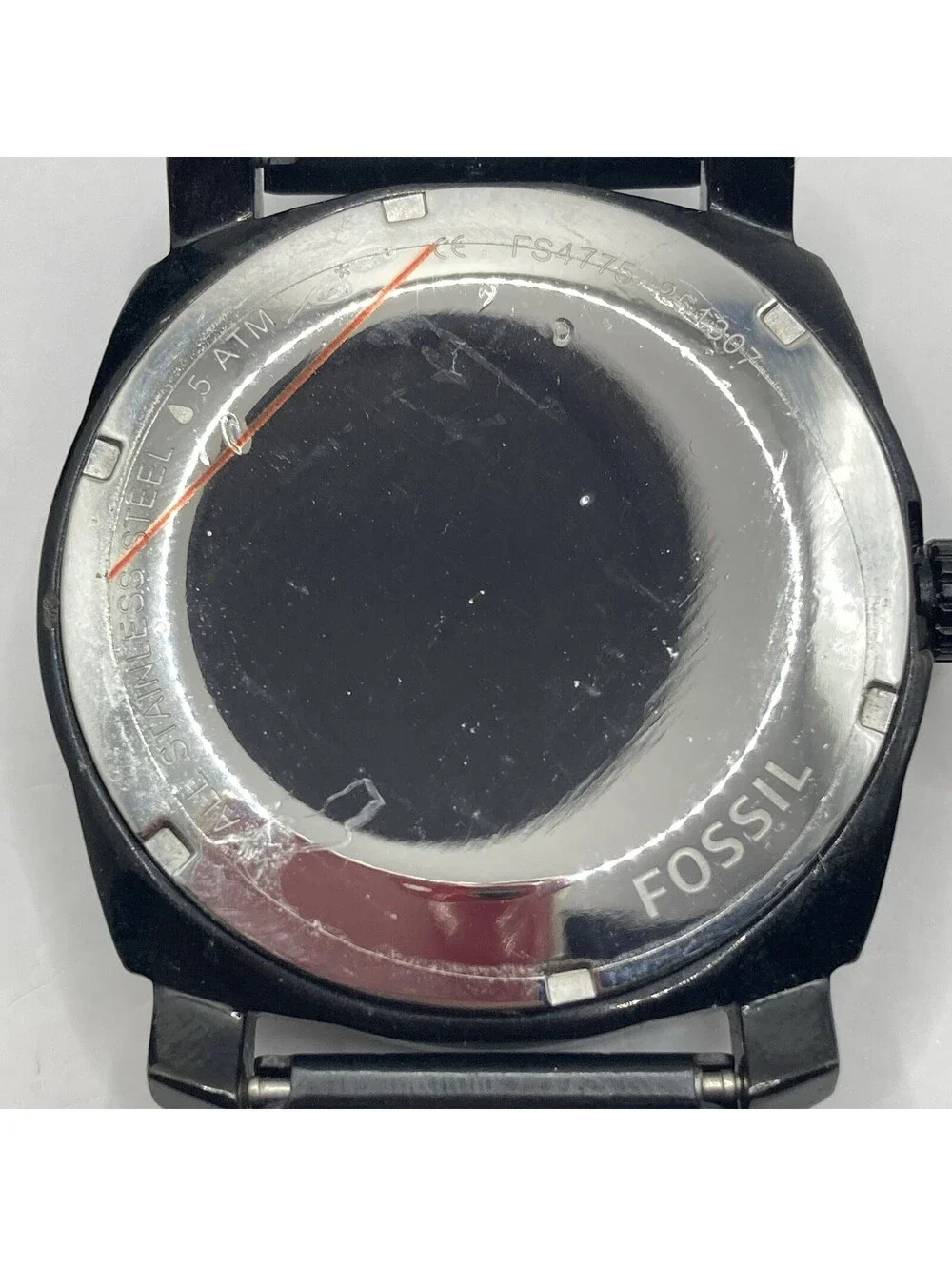 Men’s Fossil Machine FS4775 Black Stainless Steel Watch Date 42mm New Battery
